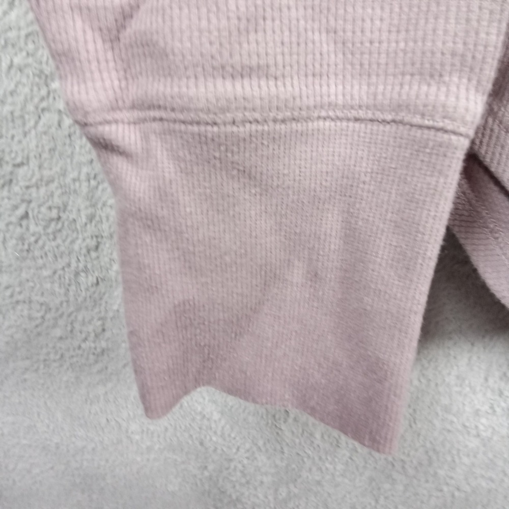 Calvin Klein Jeans Womens L Dusty Mauve Waffle Knit Thermal V-Neck Top Oversized - Picture 3 of 7
